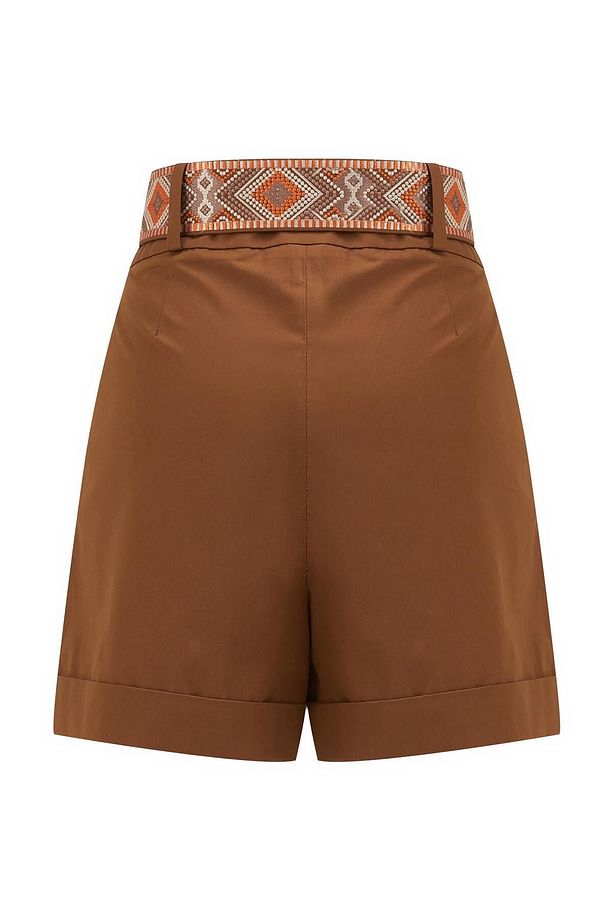 Yüksek Bel Poplin Şort - 6