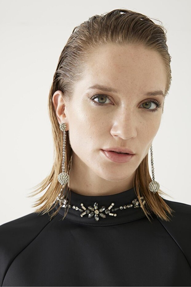 Yakası İşlemeli Elbise - 3