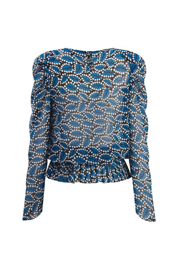 بلوزة منقوشة مطوي - 6