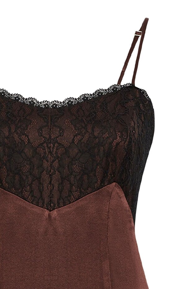 İnce Askılı Midi Elbise - 7