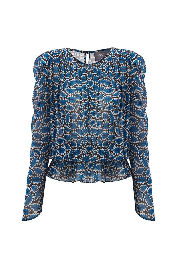 بلوزة منقوشة مطوي - 5