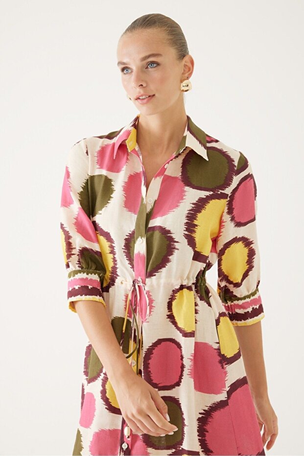 Keten Gömlek Elbise - 3