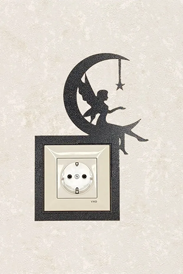 2123 Laser Cut Wooden Socket Frame Single Moon Fairy - 2