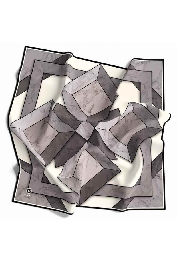 Eșarfă Twill de damă, crem negru - 2