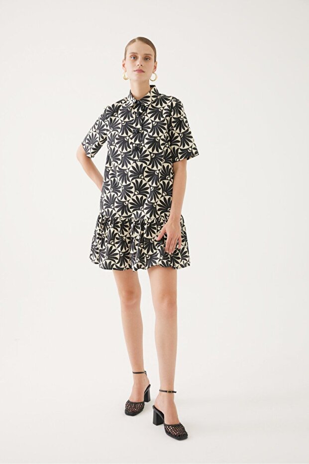 Rochie mini cu guler cămașă - 5