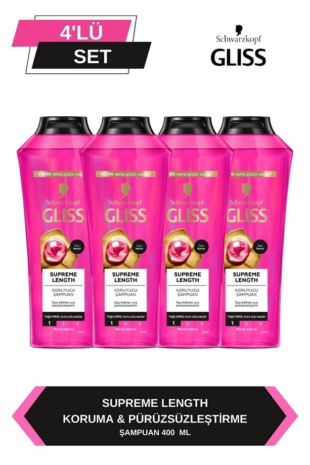 Supreme Length Uzun Saçlara Özel Şampuan 400 ml x 4 Adet - 1
