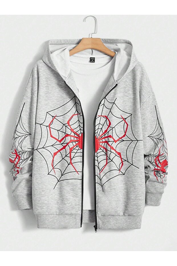 Hooded Zippered Unisex Sweat Cardigan