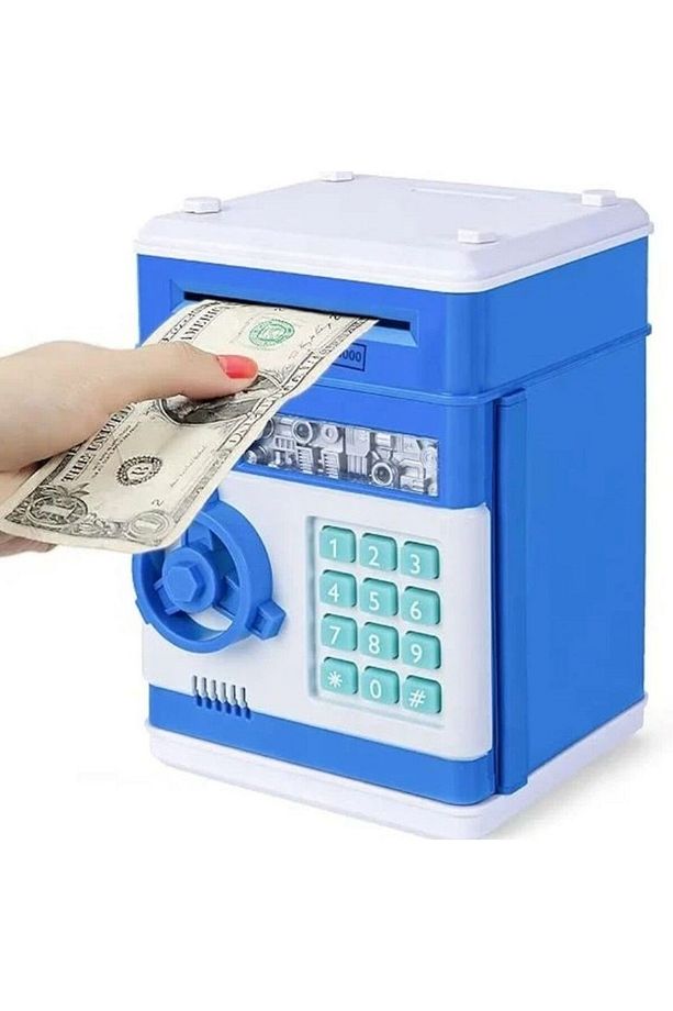 Şifreli Otomatik Kağıt Para Alan Atm Kasa Kumbara - Mavi Atm Şifreli Kasa Kumbara - 1