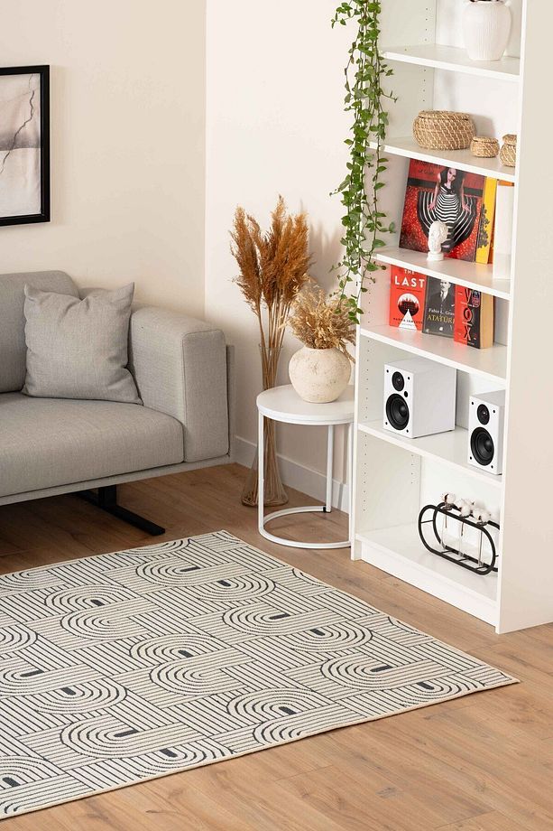 Moreno Viskon Dokuma Halı Kaymaz Taban Yıkanabilir Açık Krem Salon Halısı 1180 - 7