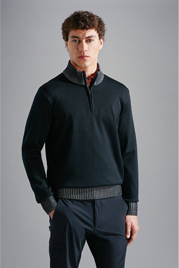 MEN'S ZIPPED PULLOVER C.W. WOOL - 1
