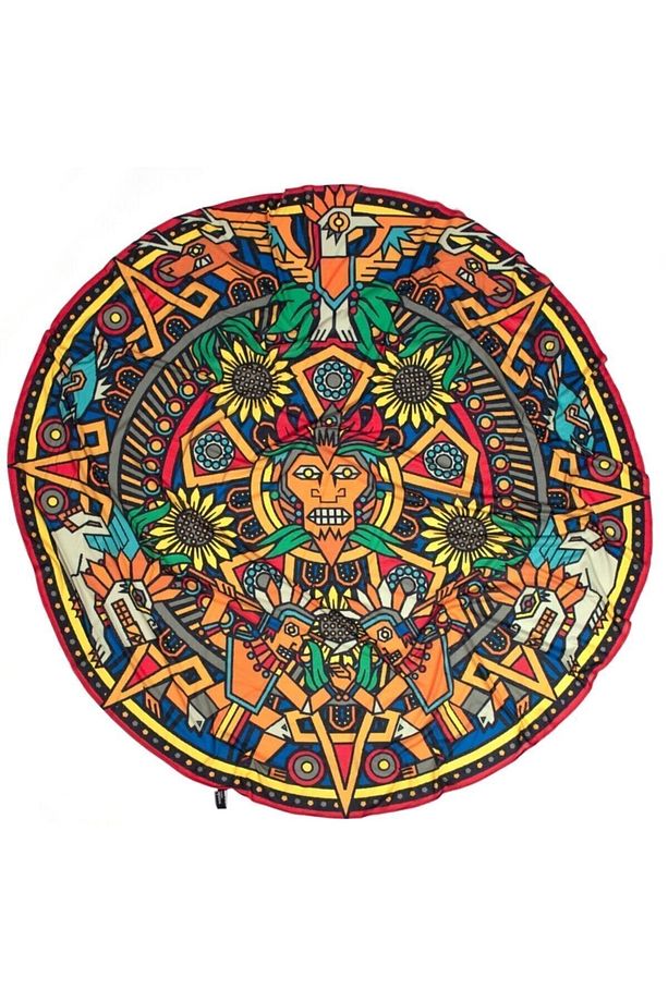 Aztek Etnik Yuvarlak Duvar Örtüsü Tapestry 150x150 - 3