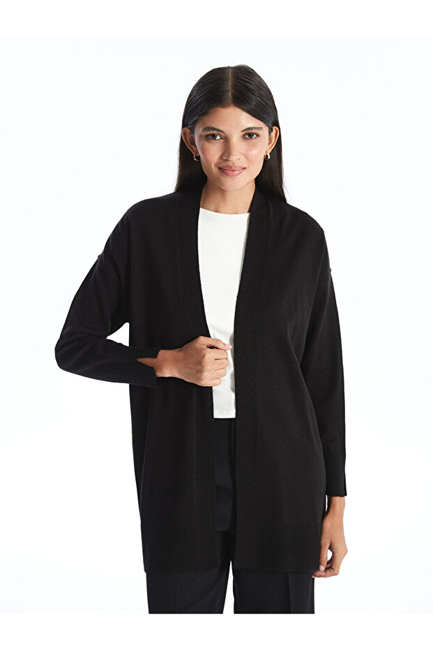 LCW Modest Şal Yaka Düz Uzun Kollu Kadın Triko Hırka (W4) - 2