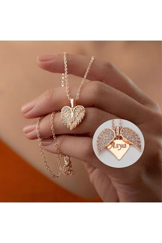 Isme Özel Melek Kanatlı Kolye - 2