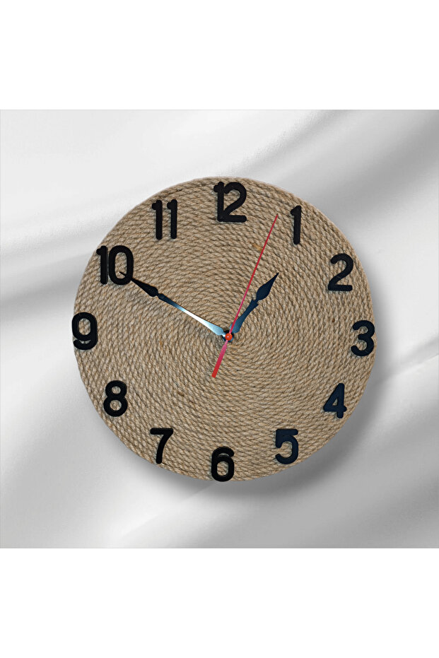 ساعة حائط مزخرفة بحبل من الخوص جميع الأرقام - 3
