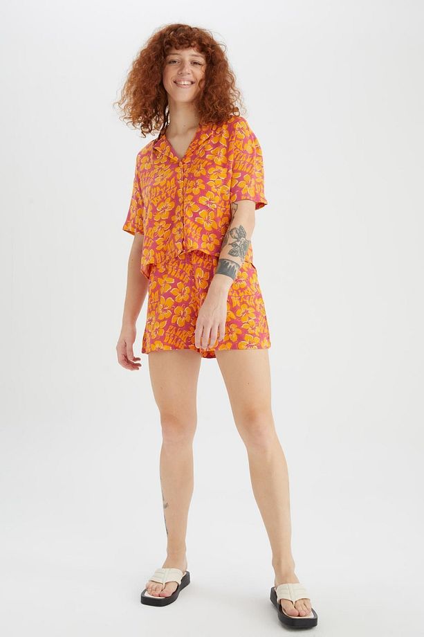 Coool Relax Fit Çiçekli Pijama Yaka Kısa Kollu Gömlek Y9107az22hs - 4