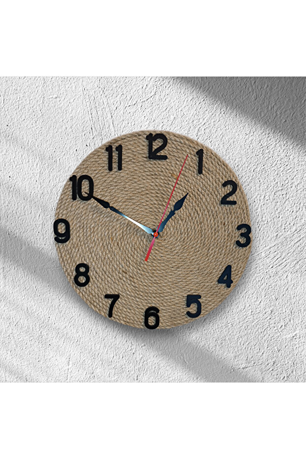 ساعة حائط مزخرفة بحبل من الخوص جميع الأرقام - 7