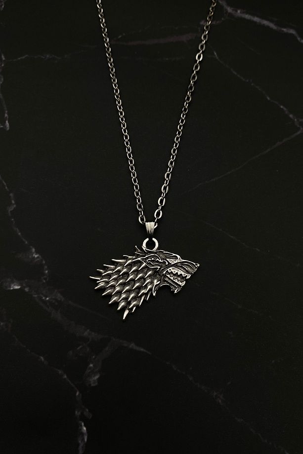 Antik Gümüş Kaplama Game Of Thrones Model Kolye - 1