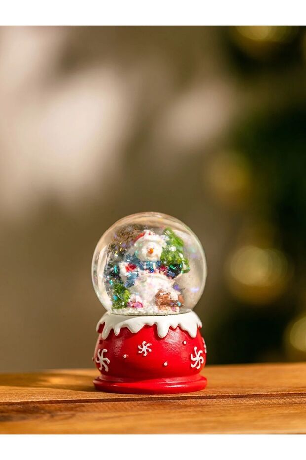 Kış Temalı Kardan Adam Mini Kar Küre Dekoratif Biblo 7 Cm - 3