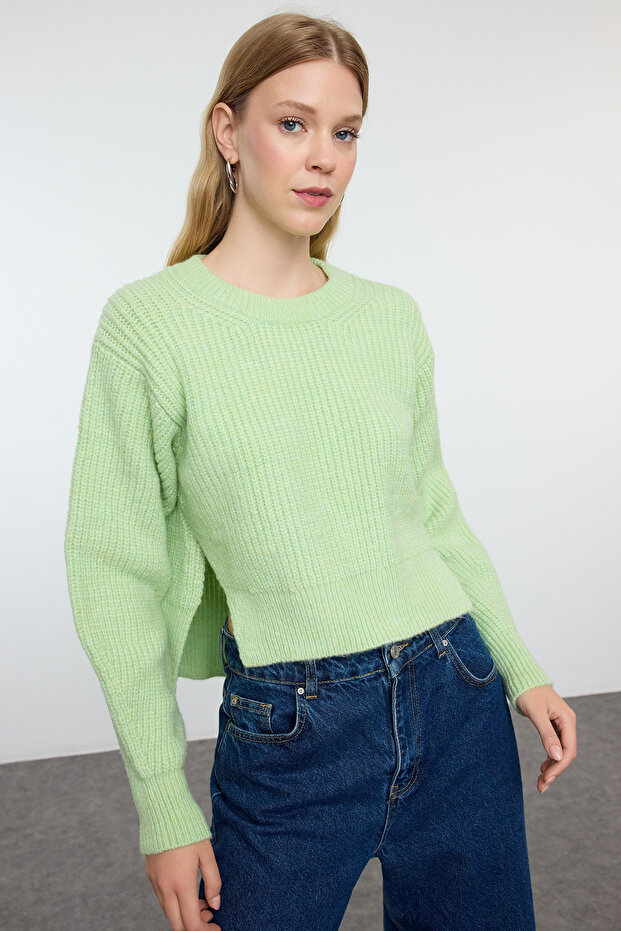 Mint Crop Basic Balon Kol Triko Kazak TWOAW25KZ00230