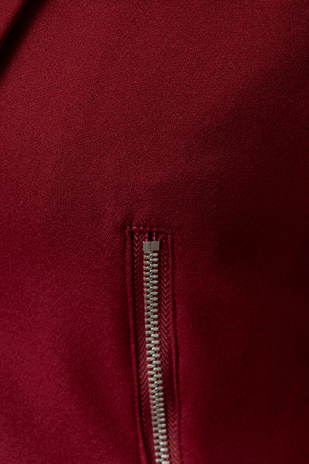 Bordo Fermuar Detaylı Dokuma Blazer Ceket TWOAW25BC00010 - 5