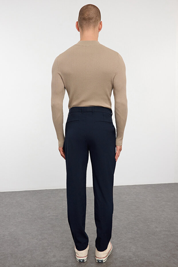 Lacivert Gri Slim Fit İtalyan Kesim Chino Kumaş Pantolon TMNAW23PL00034 - 5