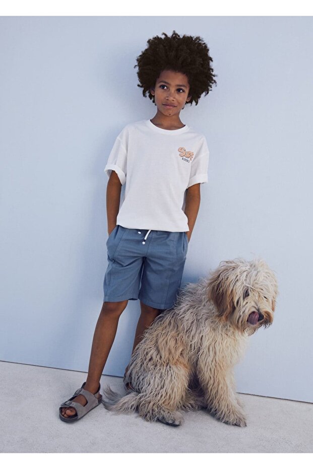 Beli elastik pamuklu şort - 3