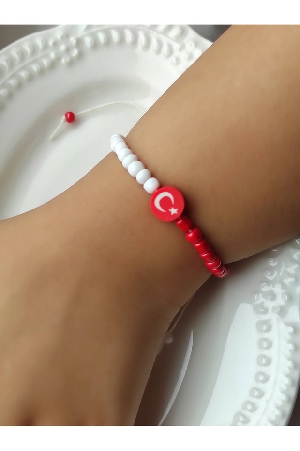 Eid Gift Turkish Flag Figured Sand Bead Children's Bracelet