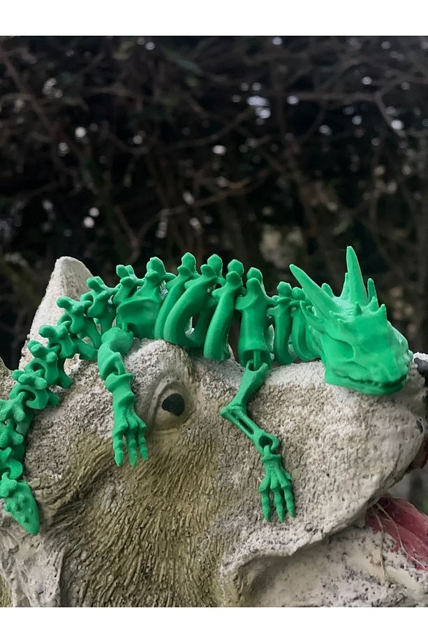 Hareketli Ejderha Oyuncak Figürü - Yeşil Renk (20Cm) - 2