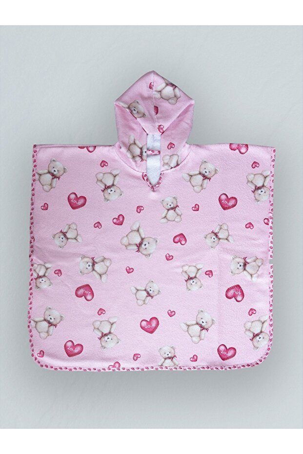 Patterned Hooded Cotton Towel Children's Poncho Bathrobe 1-6 Years
