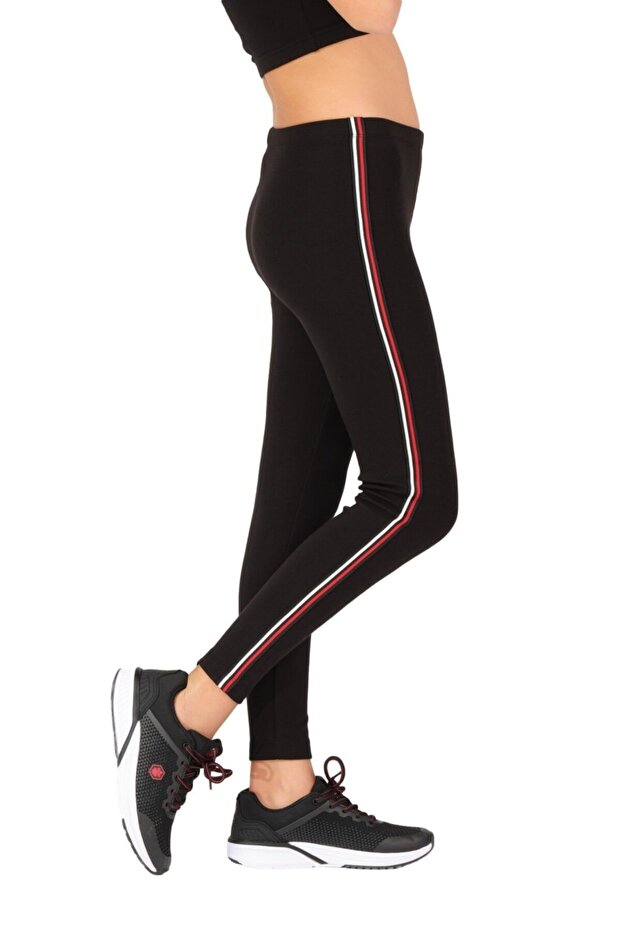 Girl's Thermal Cotton Black Side Striped Winter Tights