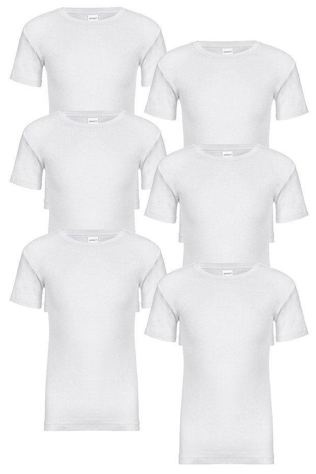 Boy's Cotton Ribbed Crew Neck Sleeve Colored Undershirt 6 Pcs -211