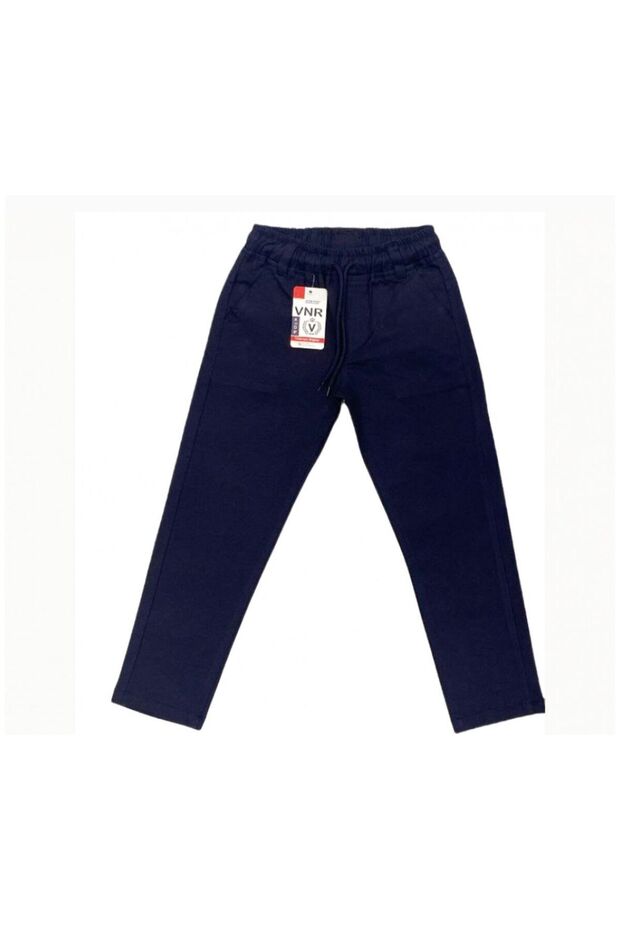 vnr unisex children's elastic dark blue color linen school pants