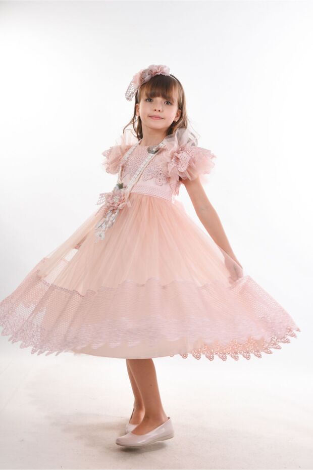 Special Design Girl's Evening Dress, Girl's Dress with Hair Accessories, Birthday Dress