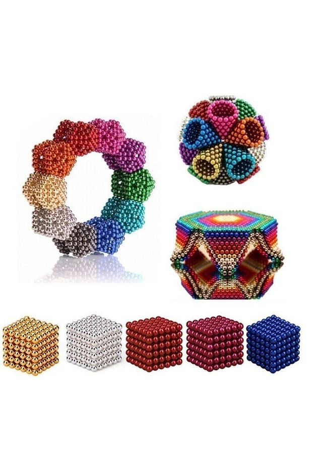 Hitteknoloji Altı Renkli Sihirli Manyetik Toplar Neodyum Mıknatıs Bilye 216 Adet 5 mm Neo Cube - 2