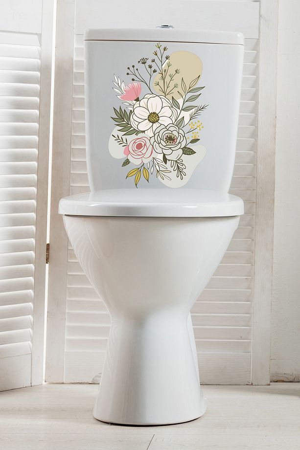Soft Renkli Bahar Çiçekleri Temalı Banyo Klozet Sticker ECH142 - 2