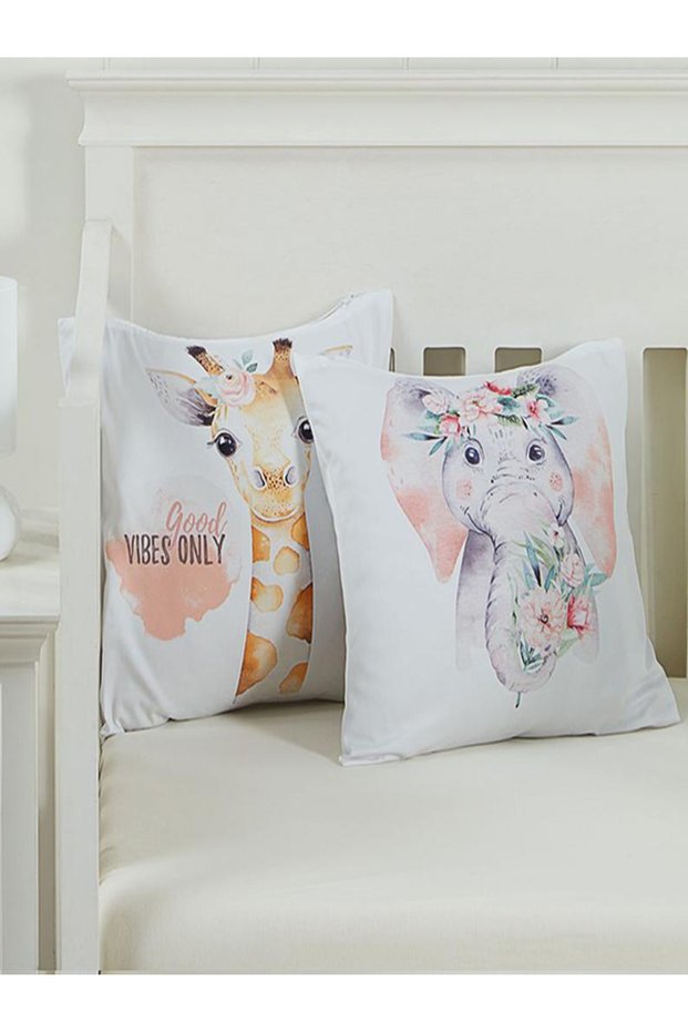 2-Piece 50X50 Throw Pillow (Filled), Double-Sided Digital Printed, Hidden Zippers, Washable Stain Resistant.