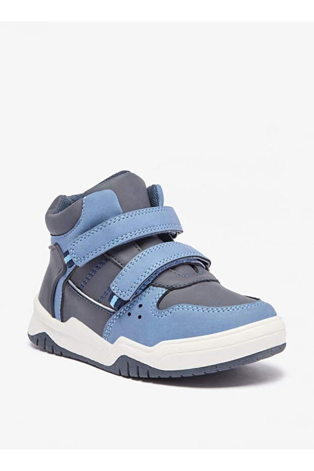 Panelled High Cut Sneakers with Hook and Loop Closure - 1