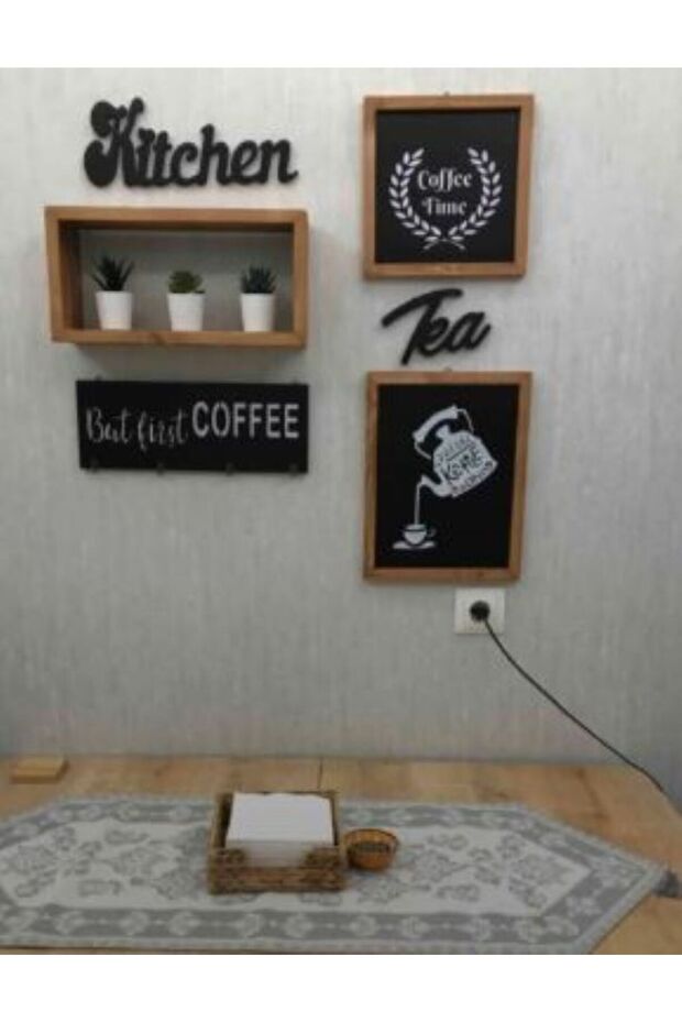 Gerçek Ahşap Raflı Mutfak Dekor - 2