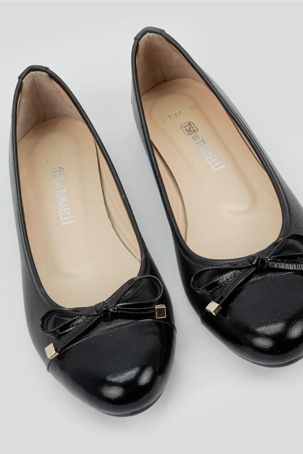 Women's Black Patent Leather Genuine Leather Size 35-41 Ballerinas