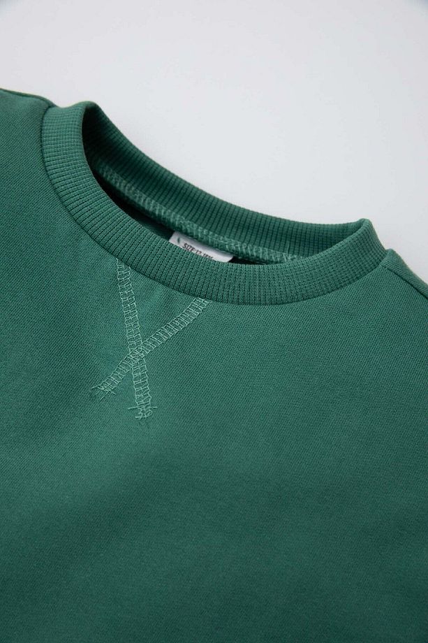 %100 Pamuk Erkek Bebek Bisiklet Yaka Basic Düz Sweatshirt A7343a524au - 2