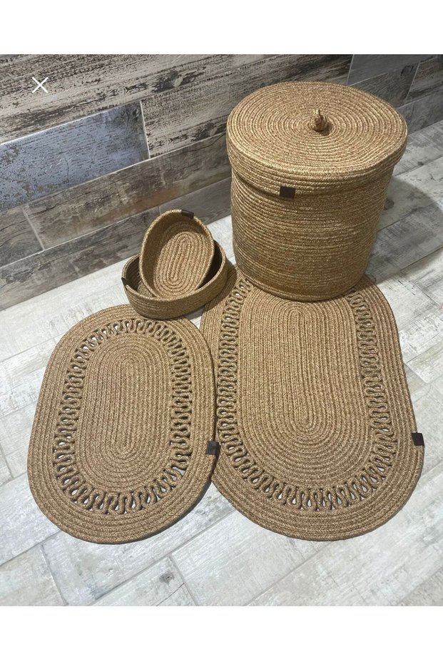 Straw Jute 5 Piece Bathroom Set
