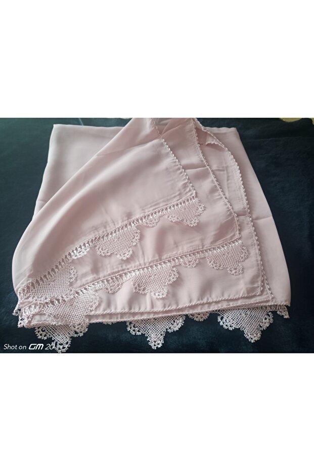 Handmade Needle Embroidered Prayer Cover Dowry Holder Mevlüt Headscarf Crepe Fabric 140X70 cm