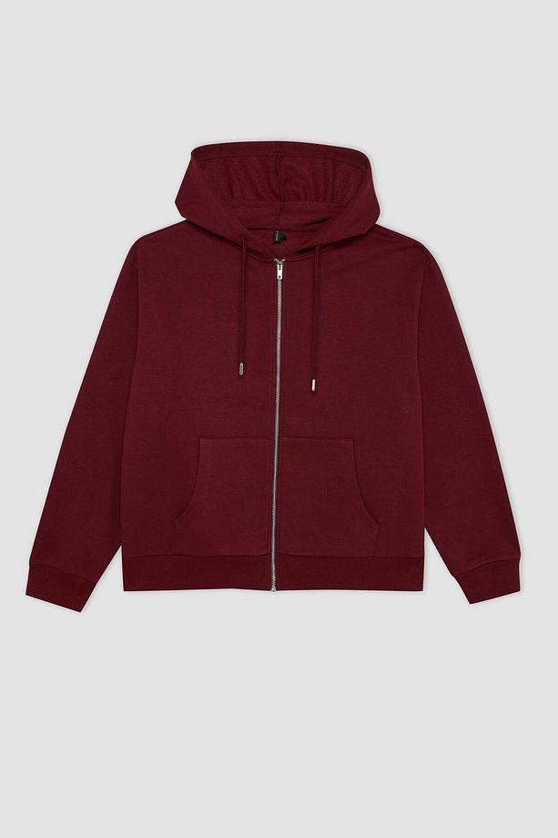 DFC - Relax Fit Kapüşonlu Kalın Fermuarlı Sweatshirt Hırka - 1