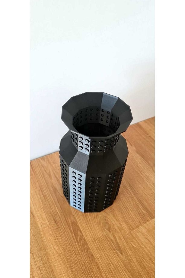 Lego Çiçek Uyumlu Özel Tasarım Dekoratif Vazo Biyoplastik Siyah (ÇİÇEKLER DAHİL DEĞİLDİR) - 4