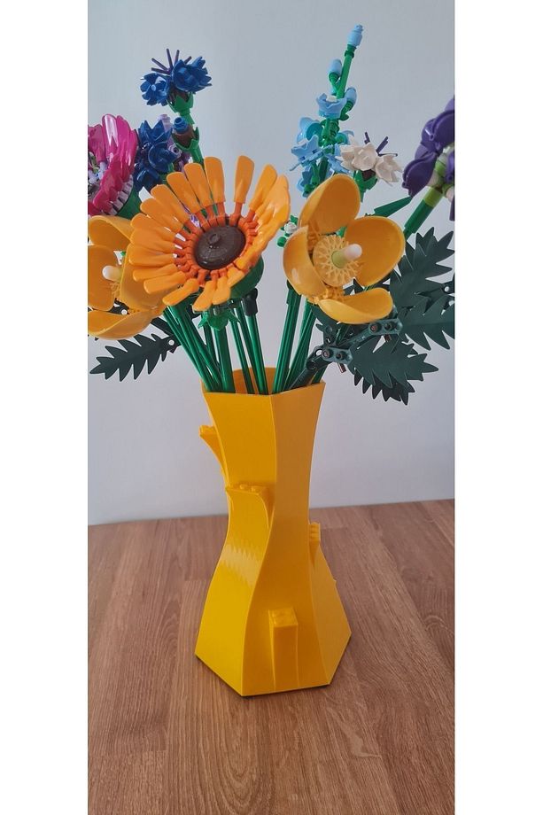 Lego Çiçek Uyumlu Özel Tasarım Dekoratif Vazo Biyoplastik Sarı (ÇİÇEKLER DAHİL DEĞİLDİR) - 2