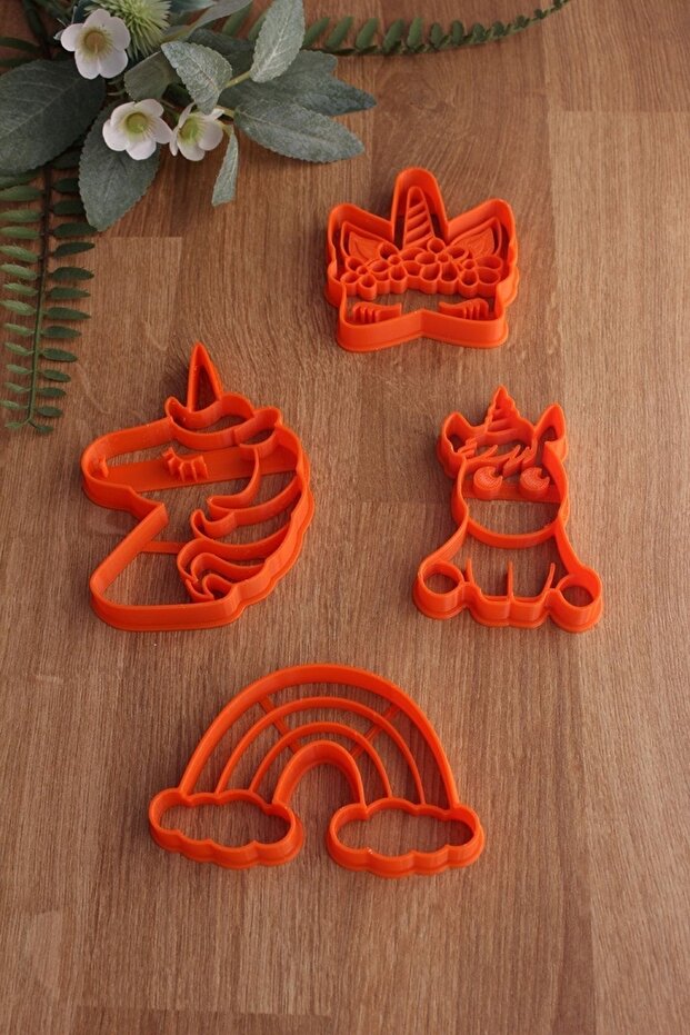 Set of 4 Unicorn Pattern - Rainbow, Flower, Cookie and Dough Shaper - 2