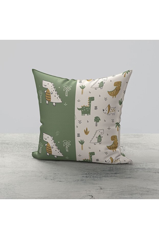 Cute Dinosaur and Animal Patterned 3-Piece Throw Pillow Cover TLAKR-311