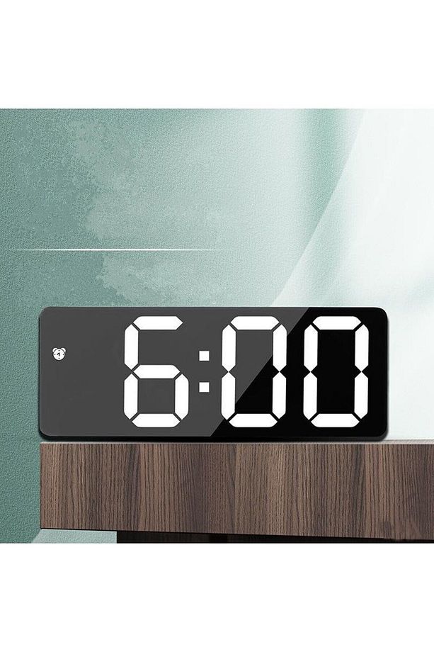 LED ayna dijital masa saati, elektronik çalar saat, takvim termometre, parlaklık, erteleme fonksiyon - 1