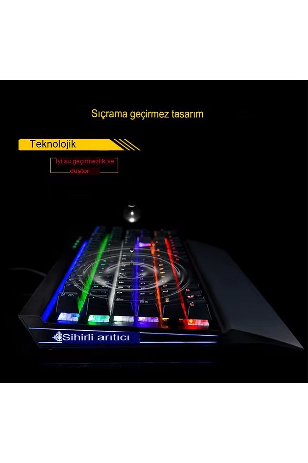 2'li Set GK60 Uyumlu Oyuncu Klavyesi VE X15 Mouse Fare Bilek Destekli Klavye RGB klavye mouse - 5