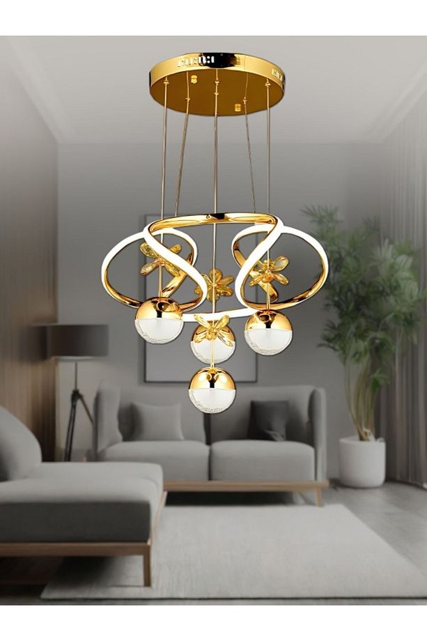 Dron Model Ledli Sarkıt 4 Toplu Avize - Salon Oturma Odası Model - 1